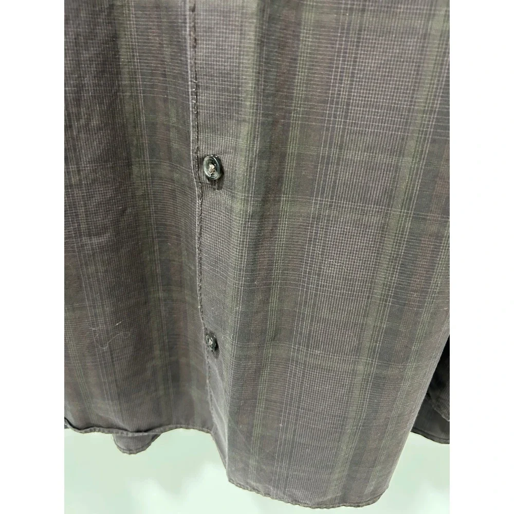 Calvin Klein Mens XL Brown Plaid Button Down Shirt Long Sleeve 100% Cotton